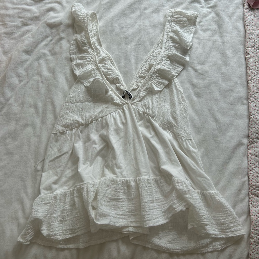 Zara White Textured top